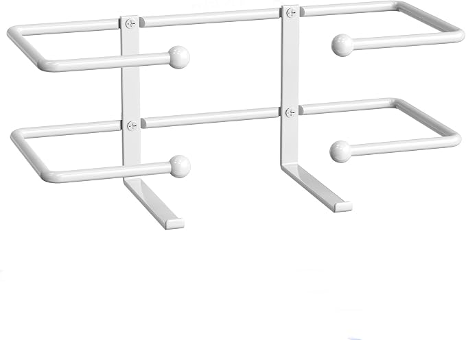 Glove Box Dispenser Wall Mount, Metal Tissue Holder, White | Glove Holder Organizer for Disposable Glove Box & Tissue Box, Glove Organizer on Wall in Lab, Kitchen, Bathroom, Garage