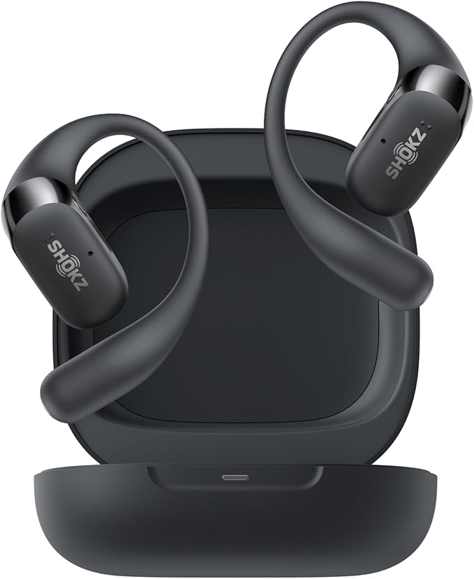 SHOKZ OpenFit 2 Open-Ear Headphones,True Wireless Bluetooth Earphones with Microphone,Earhook Earbuds with 48 Hours of Playtime,Fast Charging,IP55 Water-Resistant,with Carrying Bag,Black,Bluetooth5.4