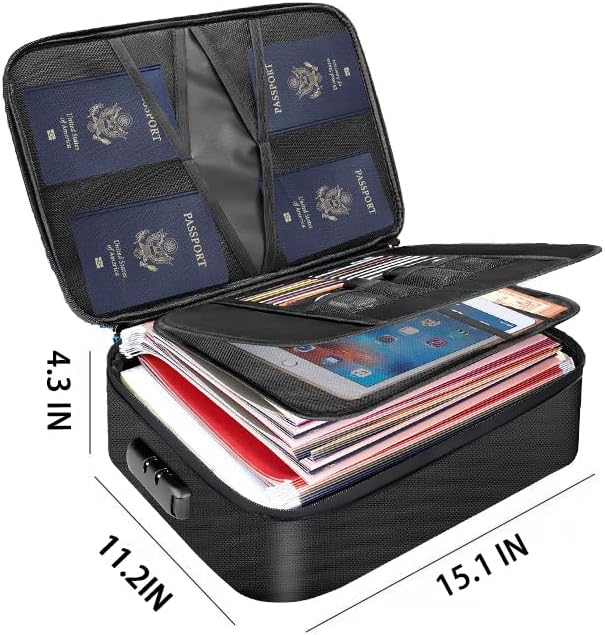 Fireproof Bag with Lock, Waterproof Fireproof Document Organizer for Safe Storage – Large Capacity File Storage Case for Home, Office, and Travel (black)