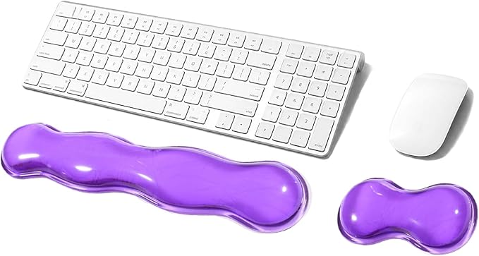 Gel Keyboard Wrist Rest Set, Clear Wrist Rest for Keyboard and Mouse, Ergonomic Keyboard Mouse Wrist Rest for Typing Pain Relief, Suitable for Office, Gaming, Computer, Laptop - Purple