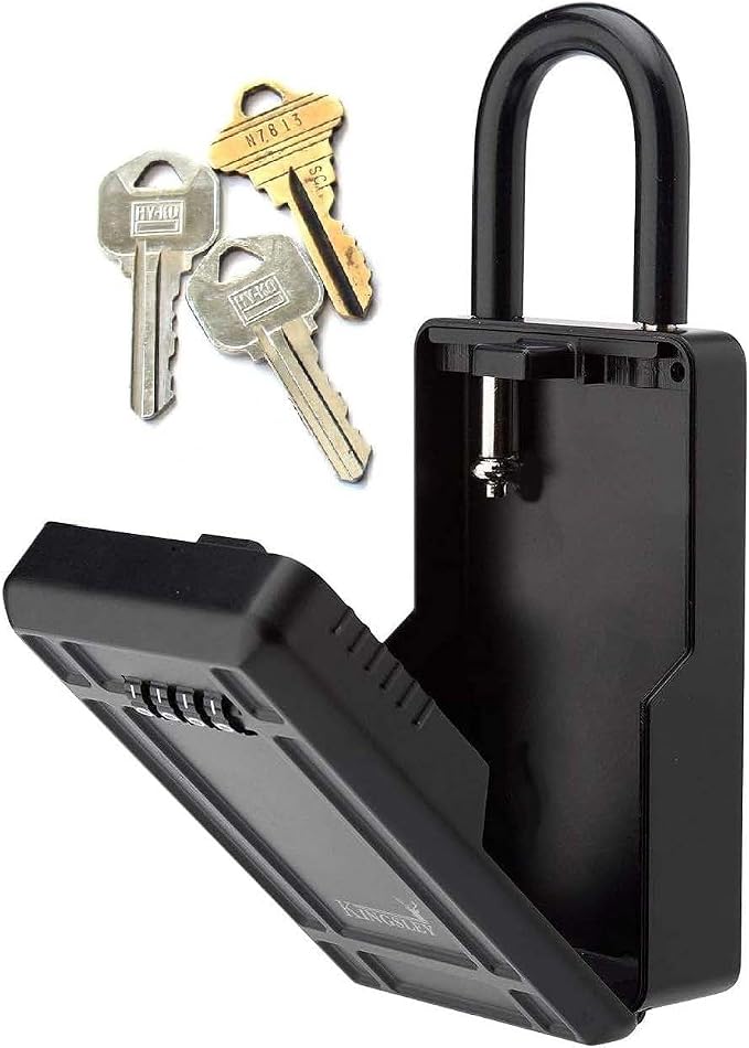Kingsley KL313 Large Capacity Key Storage Box with Resettable Code, Water Resistant Realtor Key Lock Box for Spare Keys, Lock Box for Home, Apartment, AirBnB
