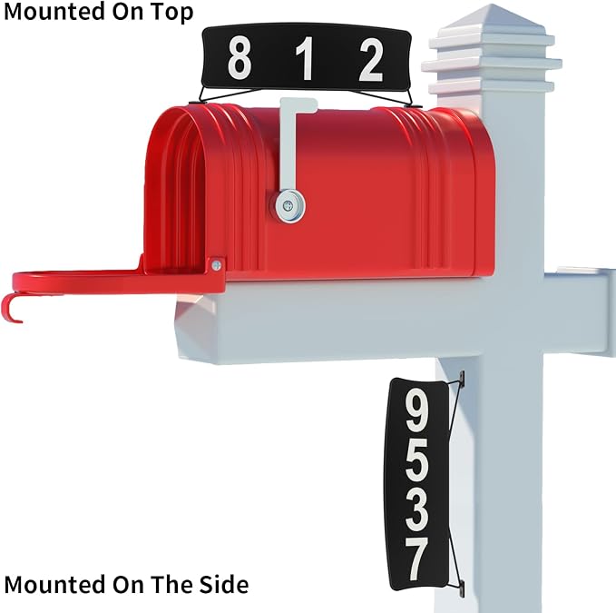 Metal Mailbox Numbers, Double sided House Numbers plaque for Outside, Waterproof, Horizontal & Vertical Mounted Address Sign for Street Yard Home(metal)