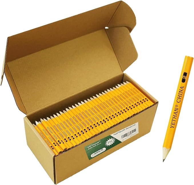 480 Count Golf Pencils, 3.5" Half Pencils | Pre-Sharpened, Hexagon Mini Pencil Bulk, #2 HB For Casino, Church, Classroom, Back to School Supplies