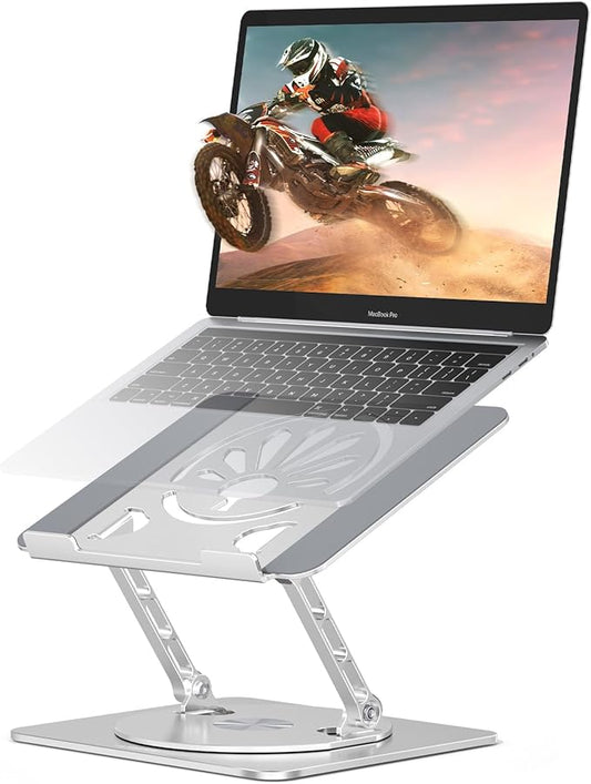 Axbima Adjustable Laptop Stand for Desk-360° Rotating Foldable Laptop Holder Ergonomic Laptop Riser for MacBook Pro/Air Dell HP Lenovo Notebook up to 16.3",Silver