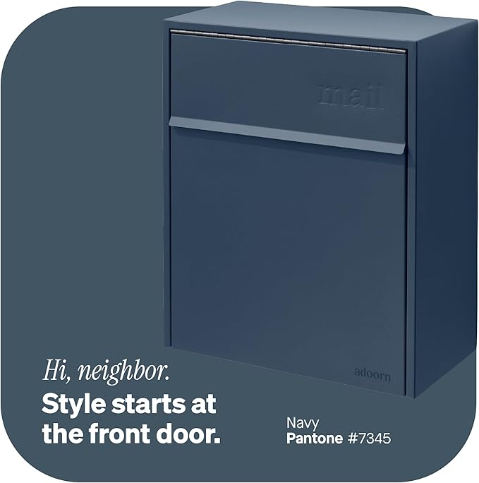 Adoorn Lockable Wall Mount Mailboxes for Outside - Large Anti-Theft Locking Mailbox for Letters - Weatherproof Construction - Durable Steel - 18.5" H x 15" L x 7.5" D - Navy