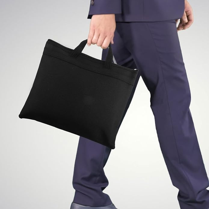 Oxford Cloth Document Briefcase with Dual Layer Design, Large Capacity Waterproof File Organizer Bag with Zipper and Handle for Business Occasions
