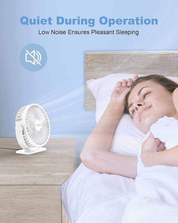 TriPole Desk Fan USB Powered Small Portable, 360°Rotation Mini Personal Fan | White, 3 Speeds Plug In USB Fan, Desk Fans Small Quiet, 4.9ft Cable, Strong Breeze for Desktop Bedroom Office Table Travel