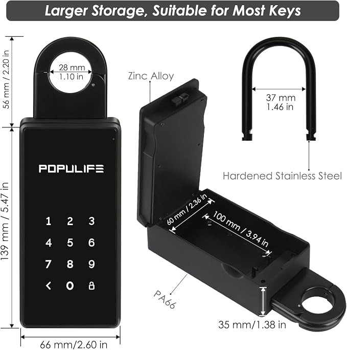WiFi Lock Box for Outside with Gateway, Remotely Control Smart Key Lock Box, Wireless Lock Box for House Key, Door Handle & Wall Mount Sturdy Alloy Lockbox IP66 Waterproof
