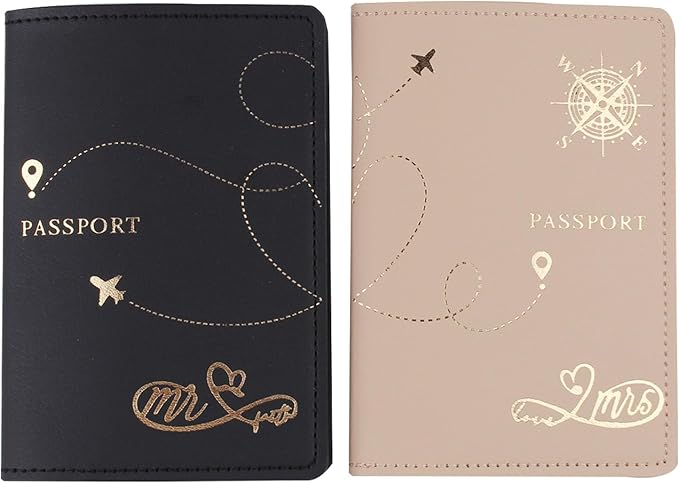 Travel Holder Set,Honeymoon Gift,Slim Passport Case Covers and Organizer Slots Couple Travel Luggage Tags,Wedding Bridal gift