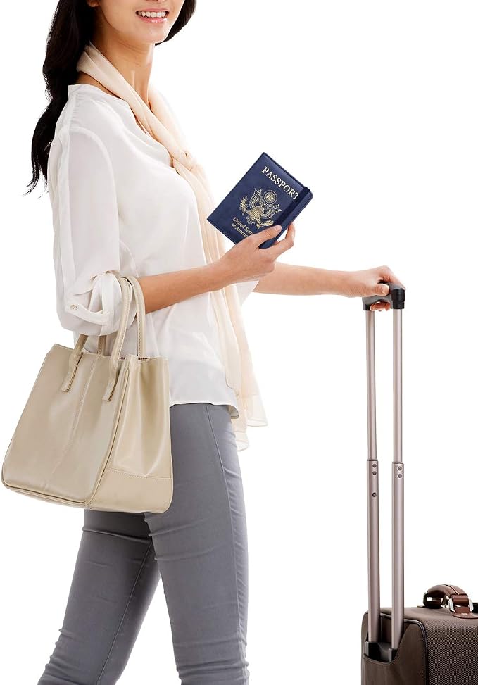 WALNEW Passport Holder for Travel, RFID Passport Cover Wallet for Women Men, PU Leather Passport Book Card Holder Case with Pen, Travelling Essentials for Flying | PU Leather Passport Cover Case with Pen Holder, Travel Must Haves Accessories, Passport ...