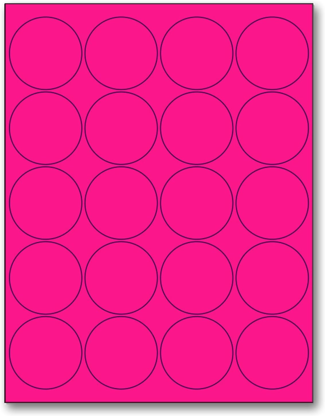 NextDayLabels - 8-1/2 x 11 Neon Color High Light Fluorescent Labels for Laser & Inkjet Printer (Pink Fluorescent, 2" Round - 20 Per Page | 2000 Labels)