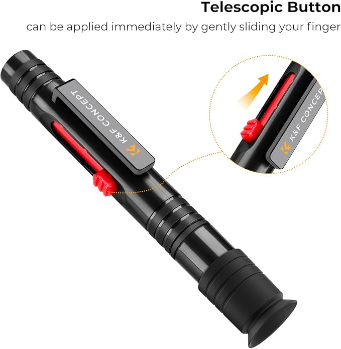 K&F CONCEPT Professional Lens Cleaning Pen with Cleaning Soft Brush | 3-in-1 Cleaning Effect,Telescopic Button,Deep Cleaning,for Nikon Sony Canon Camera Optical Lenses,Easy to Carry,MP01