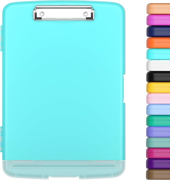 Hongri Clipboard with Storage with Pencil Case, 8.5 x 11 Storage Clip Board | High Capacity Organization Box for A4 Letter Legal Paper, Heavy Duty Folio & Side-Opening for Nurses, Teachers, Light Green