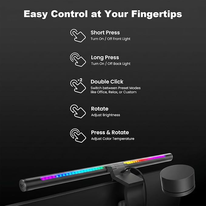 YEELIGHT Monitor Light Bar RGB Backlight, Ra98 Computer Lamp Works with Matter & Alexa for Home Office Gaming, 350LM Dimmable No Glare Eye-Care LED Screen Bar, USB Desk Lamp with Screen & Music Sync