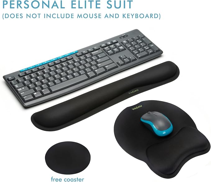 VAGAU Premium Keyboard Wrist Rest and Mouse Pad Wrist Support | Ergonomic Memory Foam Set for Office, Laptop, Mac, Computer and Gaming, Comfortable Typing &Wrist Pain Relief