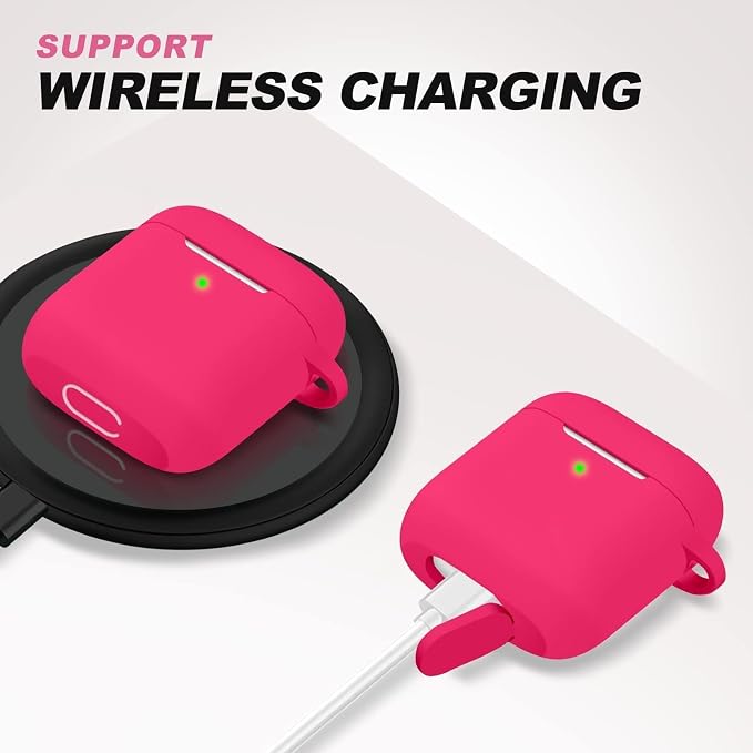 for AirPods 1/2 Case Cover,Come with Cleaner Kit,Soft Skin Silicone Case Cover with Keychain,Full Protective Case for Men and Women,Compatible with AirPods 2nd 1st Generation Case,Rose Pink