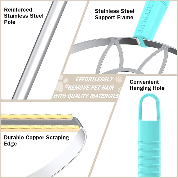 Heavy Duty Carpet Rake – 50" Ultra-Long Pet Hair Remover Tool by LINTPLUS, Deep Cleans Carpets, Rugs & Furniture | Durable Home Cleaning Scraper