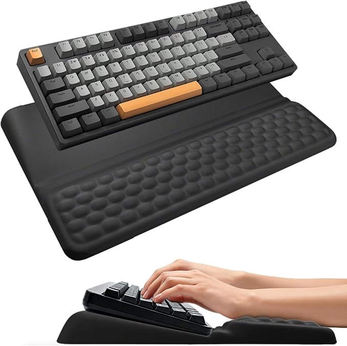 Keyboard Wrist Rest Stand Pad, Soft Memory Foam Ergonomic Computer Wrist Support, Keyboard Riser Hand Rest Cushion Holder Gaming Typing Coding Desk Accessories for Home Office School（Black）