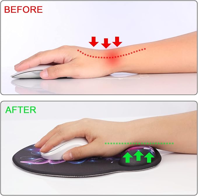 Ergonomic Mouse Pad with Wrist Rest Support,Gel Mouse Pads for Desk | Big Mousepad With Coaster Non-slip & Pain Relief for Computer, Home&Office Desk Decor