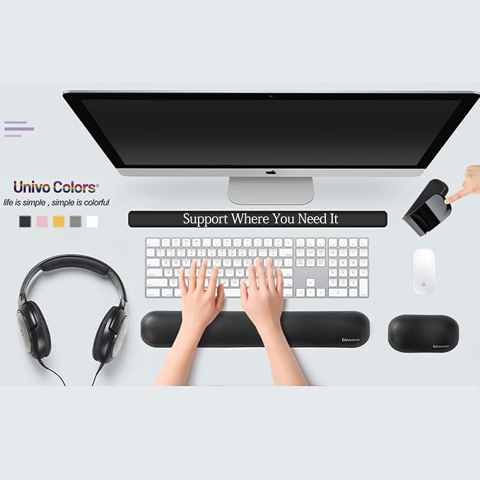 UnivoColors Design-Wave Wrist Rest, Artificial Sheepskin+Memory Foam+Ergonomic+Anti-Slip Gel, Resilience Support during Work and Gaming,Mouse Accessory,Tangerine