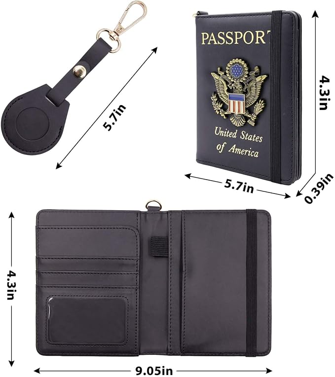 Cnycmy Passport Holder for travel,Passport-Wallet-Holder for Women, RFID Passport Holder with Slot Waterproof, PU Leather Travel Passport Case (black1)