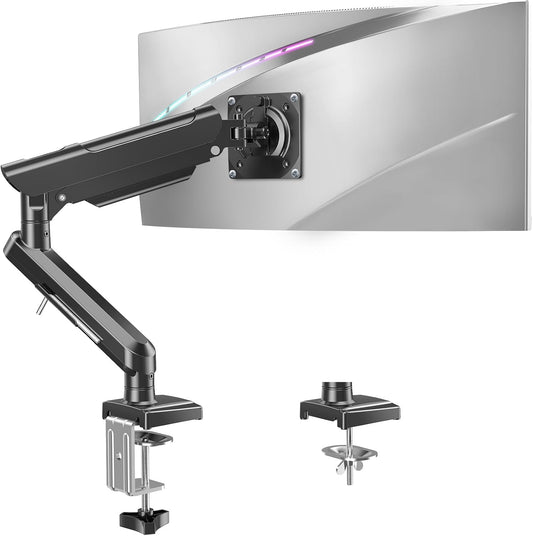 Single Monitor Mount for 22 24 27 32 inch Screen, Gas Spring Arm Holds 4.4-22 lbs, Monitor Desk Mount, Gaming & Home Office Use, VESA 75x75mm & 100x100mm, Freelift Pro Black