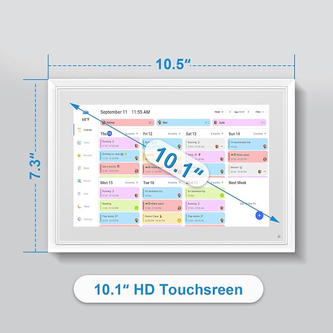 10.1 Inch Digital Calendar+Digital Picture Frame, 2026 Desk Calendar Smart WiFi Planner & Chore Chart, IPS HD Interactive Touchscreen Display Gifts for Women Men, Gifts for Mom Dad