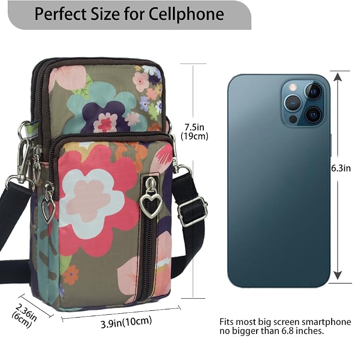 Small Crossbody Bag for Women - Mini Phone Purses with Crossbody Strap and Wallet - Nylon Arm Bag