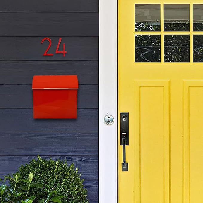 NACH Large Mailbox for House, 12.4”x7.1”x11.8 Red Mailboxes for Outside, Waterproof Mailbox - Baxter-Style Wall Mount Mailboxes for Outside