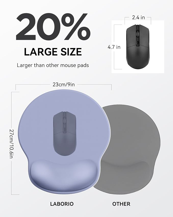 Mouse Pad with Wrist Rest for Desktop Large Ergonomic Mouse Mat(Purple) | 10.6''L x 9''W Size, Gel Wrist Support, Non-slip Base, Washable Surface, Laptop Mousepad