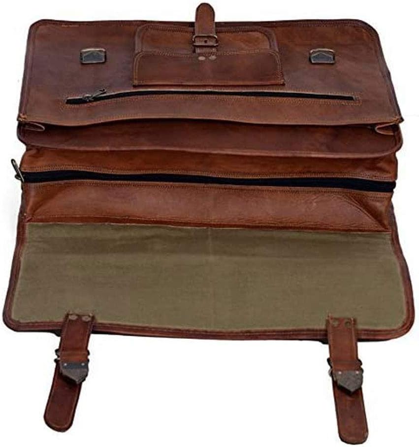 Leather briefcase for men 18 inch laptop messenger bag office satchel computer bag for men and women (16 INCH)