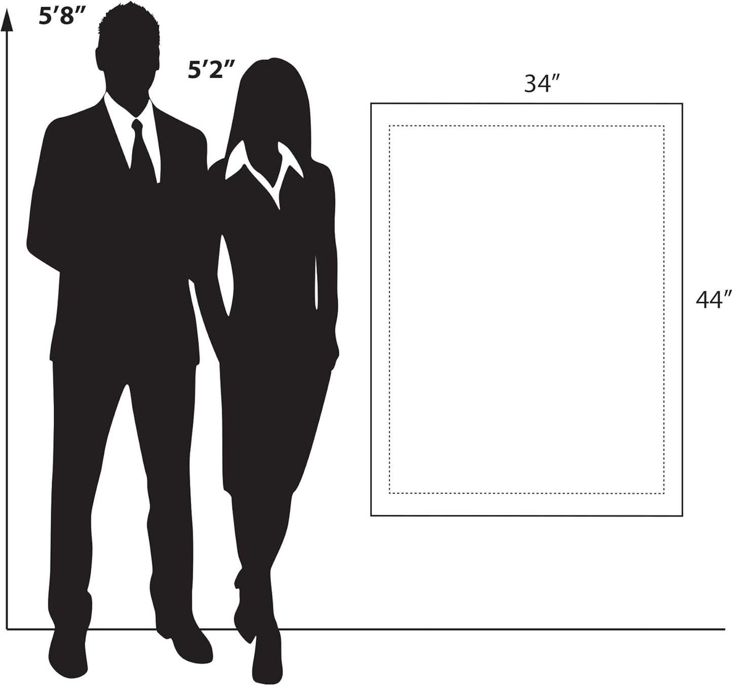 Azar Displays 105540-BLK Acrylic Floating Double Panel Wall Frame,30" x 40" Graphic Size, Overall Frame Size: 34" x 44", Black
