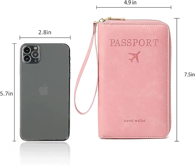 Passport Holder for Travel Women and Men RFID Blocking Passport Holder with Zipper Multi-functional Passport Wallet Passport Case Passport cover Travel Essentials