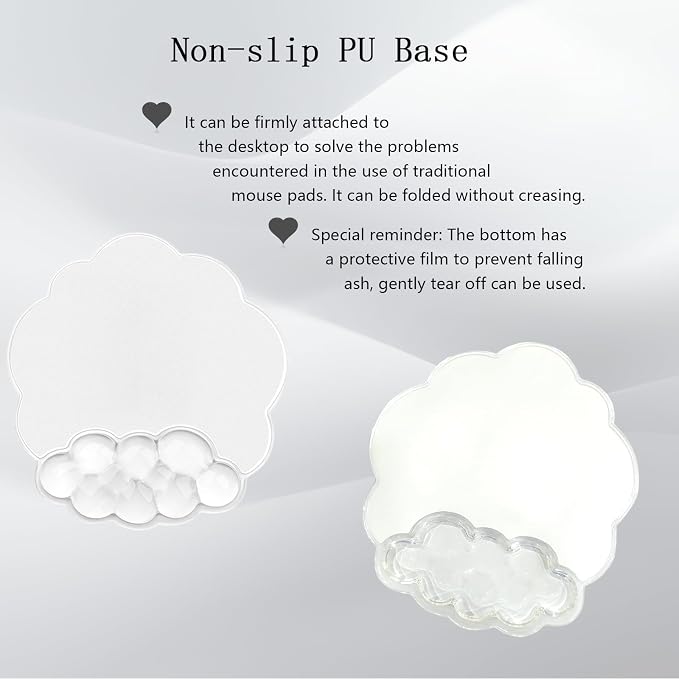 Gel Cloud Wrist Rest for Keyboard and Mouse Clear Mouse Pad with Wrist Rest 3PCS Ergonomic Cool Keyboard Wrist Pad Cute Acrylic Coaster Non-Slip Cute Transparent Mouse Wrist Pad for Computer Keyboard