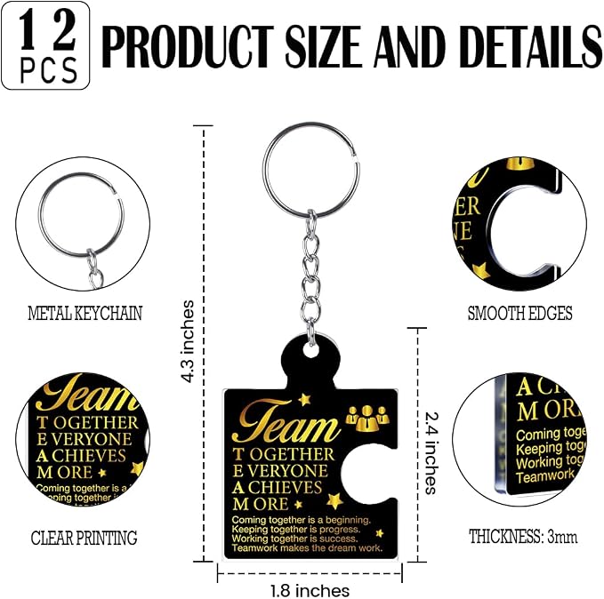 Team Appreciation Gifts Bulk Thank You Keychains for Coworkers | Gift Set for Employee, Staff, Teachers, Teamwork Puzzle Piece Keyring, Acrylic