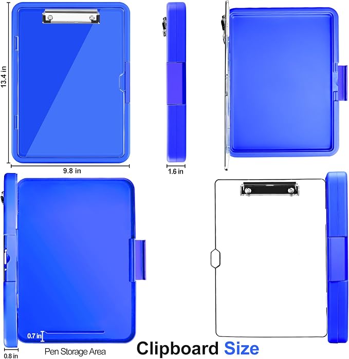 Clipboard with 2 Storage & Pen Holder, Heavy Duty Clip Boards 8.5x11 with Dual Storage, Clearview Dry Erase Coach Clipboard with Clear Visible Top Panel, High Capacity, School Office Supplies