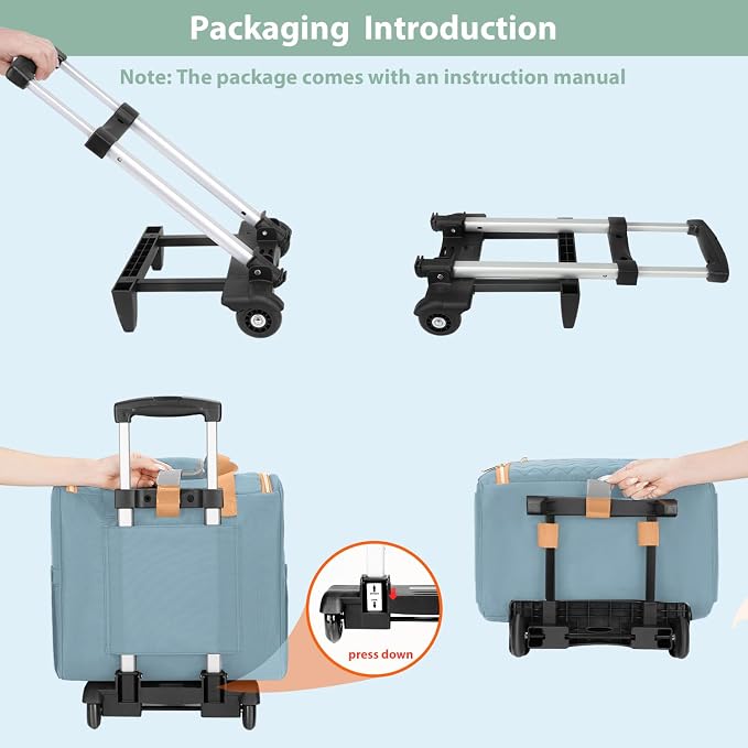 MATEIN Rolling Teacher Bag with Wheels, 15.6 Inch Rolling Tote Bag for Work | Detachable Cart, with Insulated Lunch Box, Computer Bag, Rolling Briefcase for Nurse Work Business Office