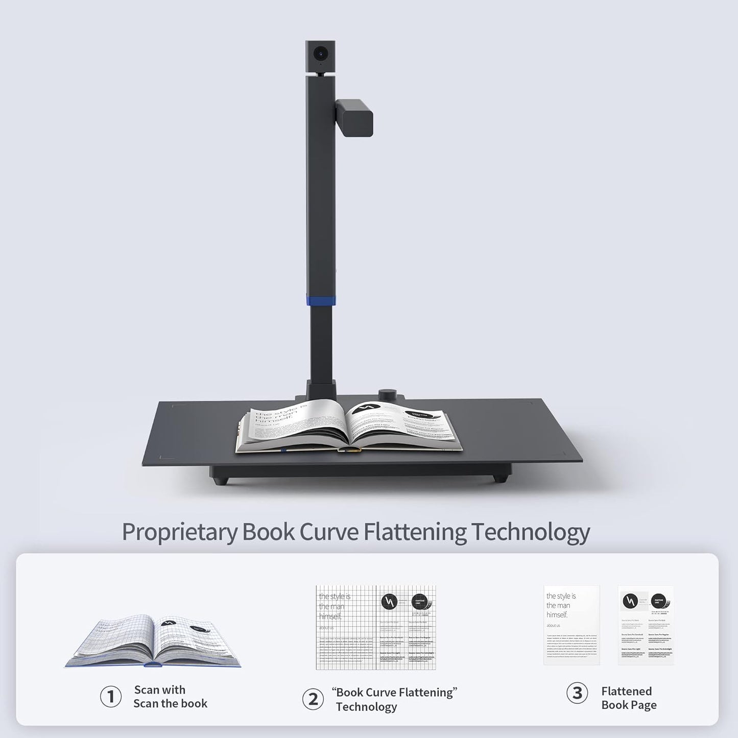CZUR Shine Surface Pro Professional Document Scanner, 16MP Document Camera + 2MP Webcam+ Working Surface, A3 Book Scanner for Computer/Laptop, 180+ Languages OCR, Fast Scan 1s/Page, for PC/Mac
