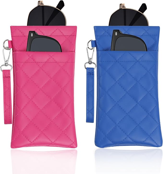 Double Eyeglass Case Soft Dual Glasses Case for Women Men Travel Squeeze Top Sunglasses Cases Eyeglasses Pouch