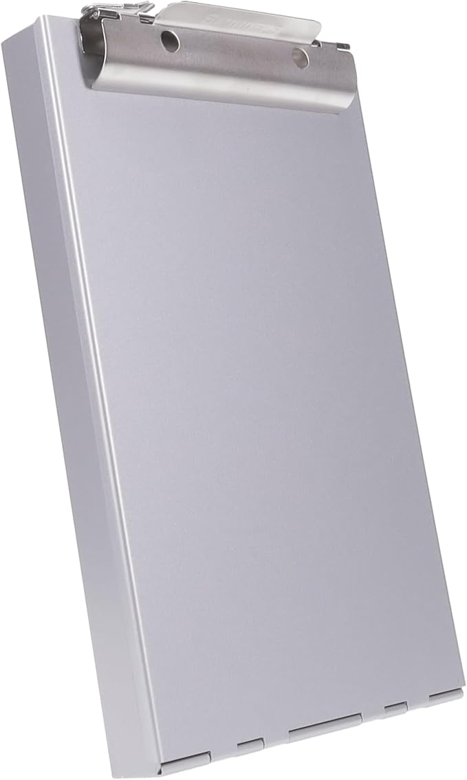 Saunders Recycled Aluminum Memo Size Clipboard with Storage, 6x10 Form Holder, Steel Clip with Self Locking Latch, Heavy Duty Citation Box for Nursing, Police & Truckers, Made in USA