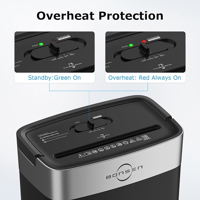 Bonsen 10-Sheet Cross Cut Paper Shredder for Home Office Heavy Duty | P-4, Portable Handle, 4 Gallons Bin, Paper and Credit Card Shredder, Black (S3201 New Version)