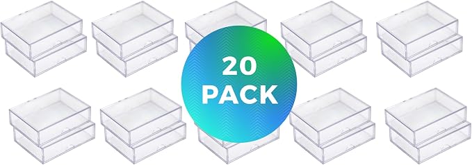 Gary Plastic Packaging 20-Pack Clear Acrylic Card Storage Boxes with Lids – Holds 52 Playing Cards or 50 Standard Trading Cards Each, Stackable Organizer for Sports & TCG Cards (Unsleeved)