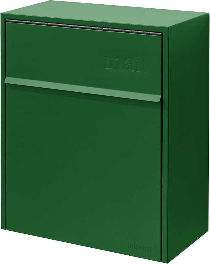 Adoorn Lockable Wall Mount Mailboxes for Outside - Large Anti-Theft Locking Mailbox for Letters - Weatherproof Construction - Durable Steel - 18.5" H x 15" L x 7.5" D - Forest Green