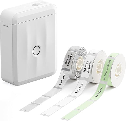 NIIMBOT Label Maker Machine Bluetooth Label Printer for School Home Office Organization, Wireless Mini Labeler D110 Upgraded Version, Label Machine with 3 Labels, White