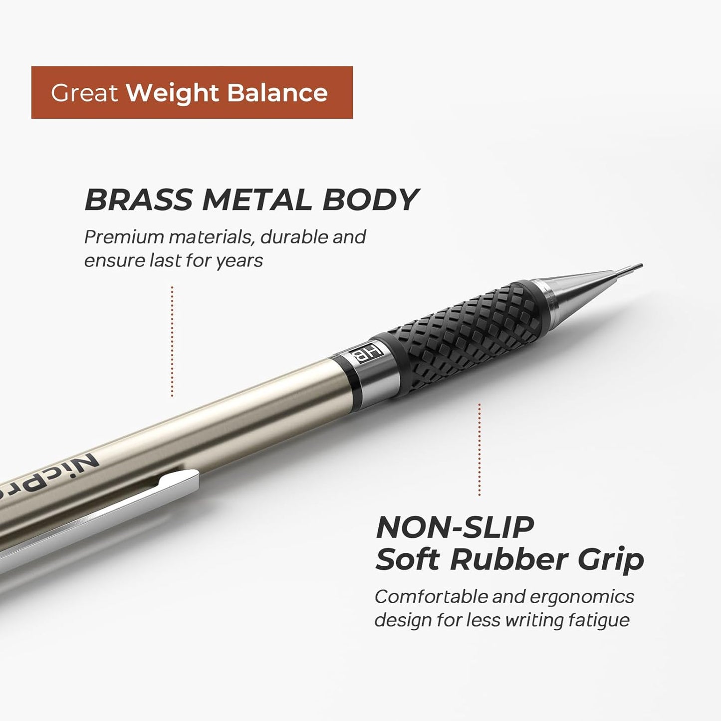 Nicpro 0.7 mm Art Mechanical Pencils Set, 6 PCS Metal Drafting Pencil 0.7mm Tube HB Lead Refills & 18 Cap Eraser for Adults, Children, Artist Writing, Drawing, Sketching, Black, 1 Count (Pack of 6)