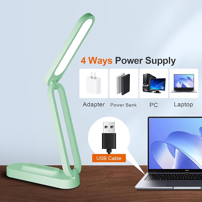 Giryuhd LED Desk Lamp for Office Home & Battery Operated Lamp Rechargeable Lamp Foldable & Portable Light, LED Desk Light Strip, 3 Brightness Dimmable Small Desk Lamp Wireless Reading Lamp