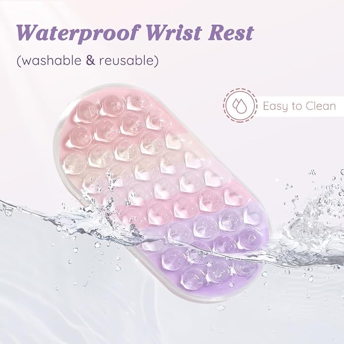 Keyboard & Mouse Wrist Rest Set, Wrist Gel Pad, Wrist Rest for Computer Keyboard Mouse, Cool Ergonomic Wrist Pain Relief Wrist Support Pad for Office School Home Laptop (Pink and Purple)