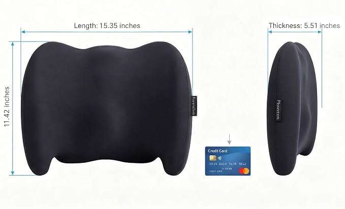 Lumbar Support Pillow Memory Foam Back Cushion for Sciatica & Lower Back Pain Relief Orthopedic Posture Corrector for Office Chair Gaming Chair Car Seat Breathable Washable - Black
