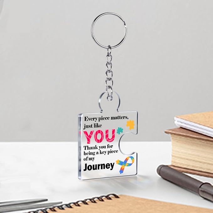 Team Appreciation Gifts Bulk Thank You Keychains for Coworkers | Gift Set for Employee, Staff, Teachers, Teamwork Puzzle Piece Keyring, Acrylic