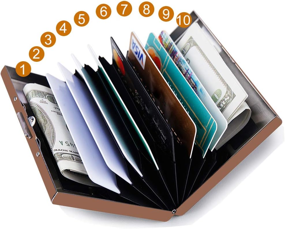 EASTNIGHTS RFID Credit Card Holder Protector Metal Credit Card Wallet Business Card Holder for Men Women Gift Box Package (Copper)